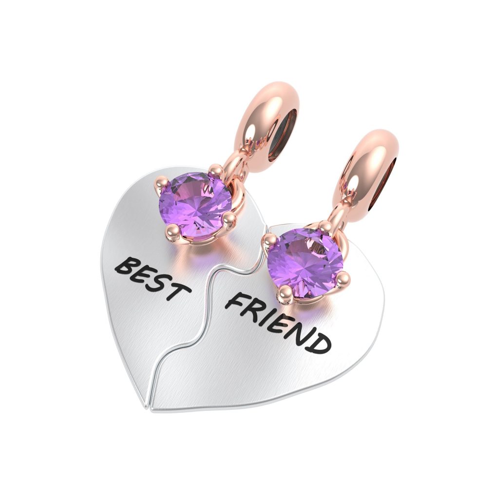Life Charms Bracciale 'Beautiful Friend' - Placcato Argento Con Ciondolo Cuore E Strass - Confezione Regalo