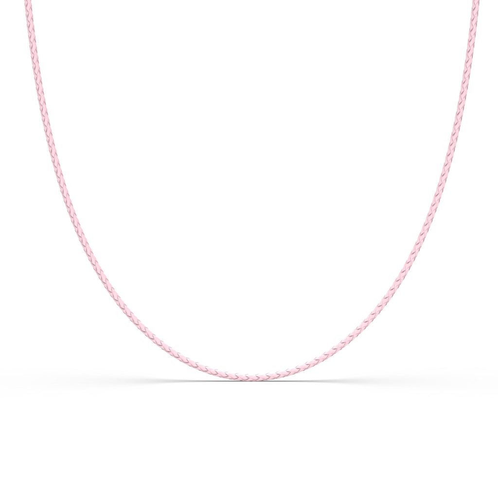 Collana in Cuoio Intrecciato Rosa 40cm + 5cm ext.
