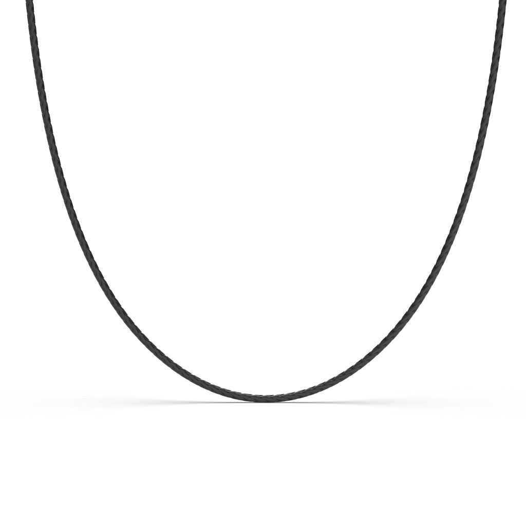 Collana in Cuoio Intrecciato Nera 40cm + 5cm ext.