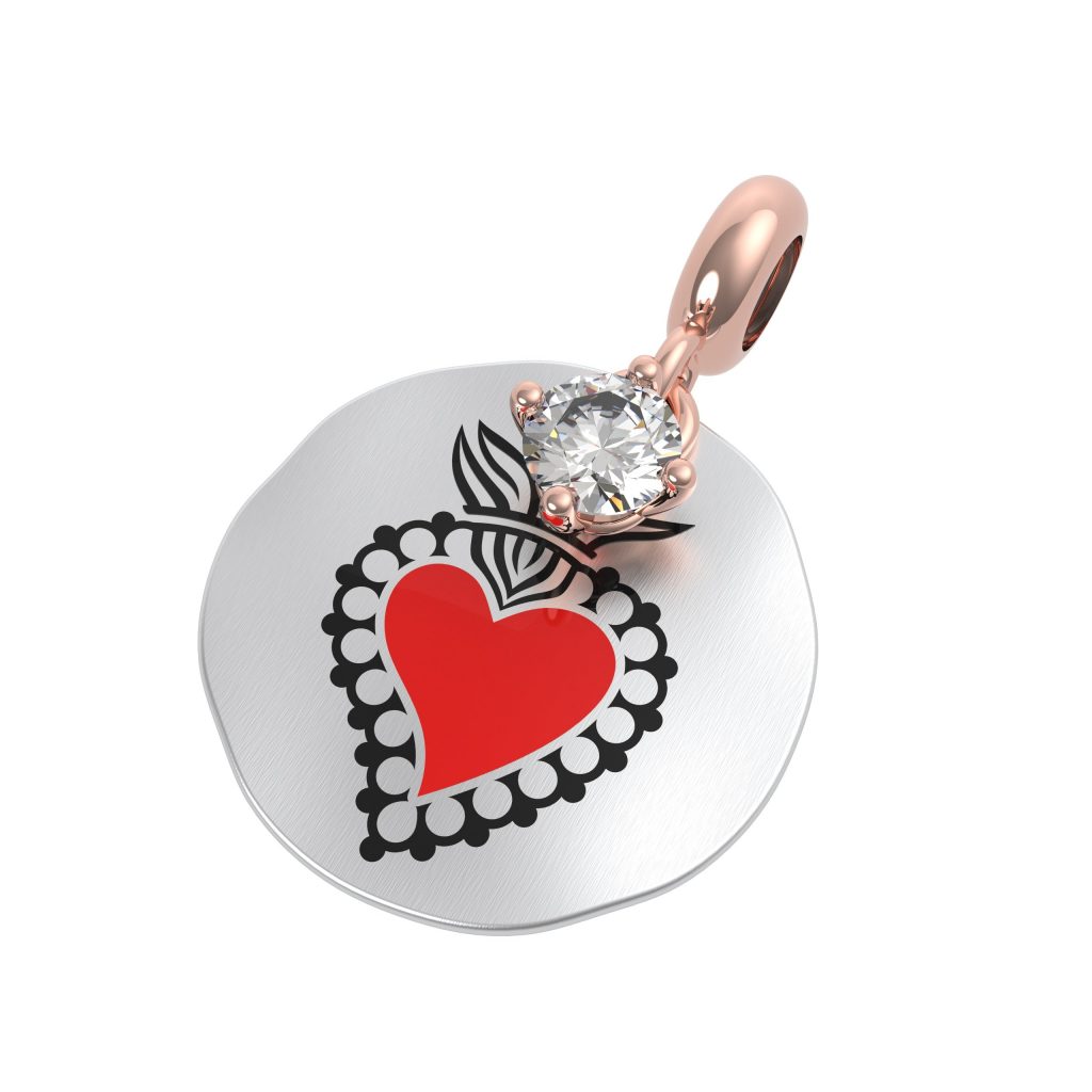 CHARM ARG. 925 - SACRO CUORE - CRISTALLO DI ROCCA