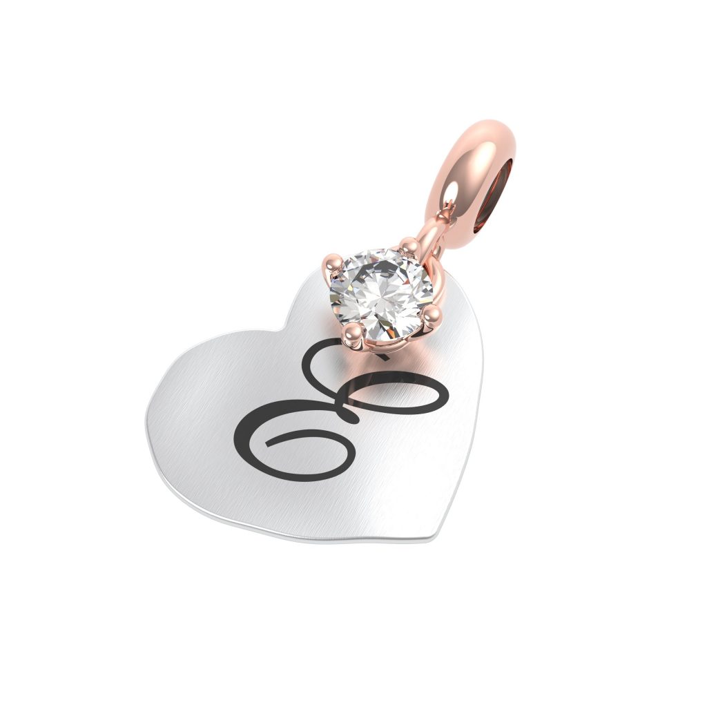 CHARM ARG. 925 LETT. E - CRISTALLO DI ROCCA - Mini