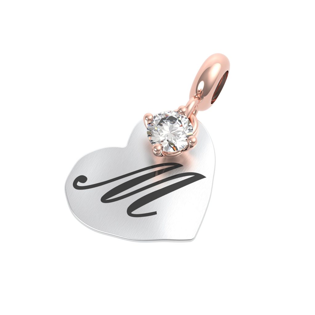 CHARM ARG. 925 LETT. M - CRISTALLO DI  ROCCA - Mini