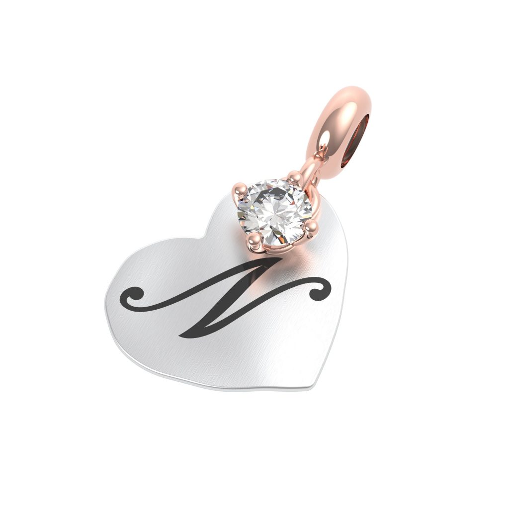 CHARM ARG. 925 LETT. N - CRISTALLO DI ROCCA - Mini