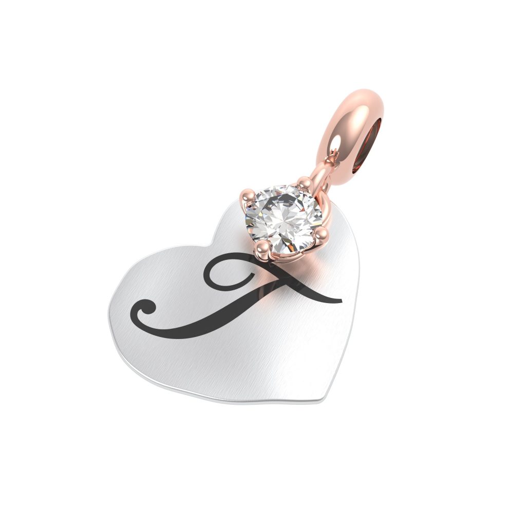 CHARM ARG. 925 LETT. T - CRISTALLO DI ROCCA - Mini