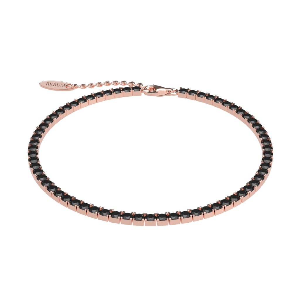 Bracciale tennis 2,5 cm in argento rosè 16,5 cm + 3 ext