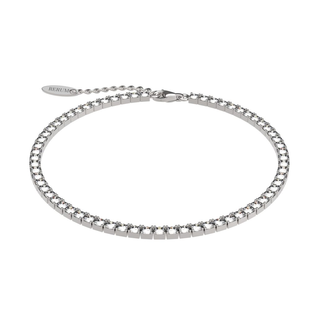 Bracciale tennis 2,5 cm in argento rodiato 16,5 cm + 3 ext