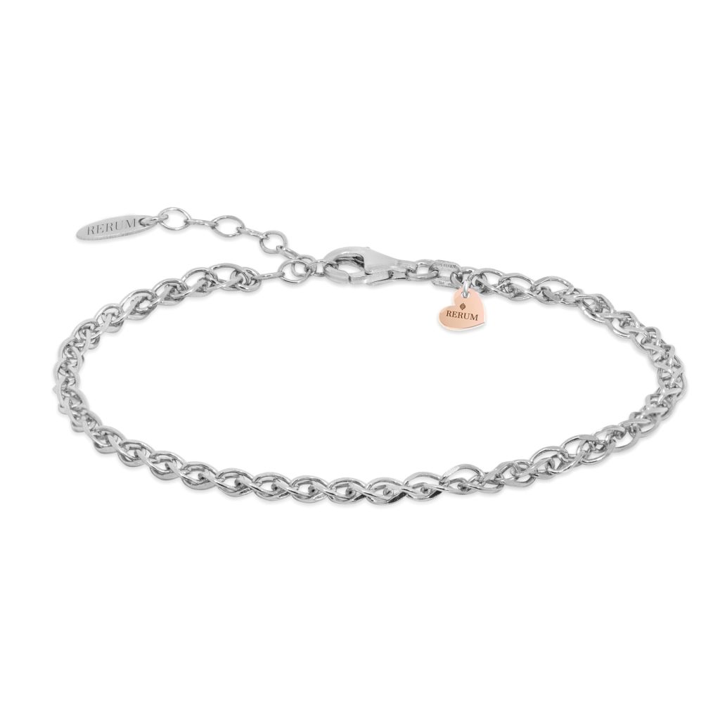 Maglia in argento forzatina incisa - Lunghezza 16,5 cm + 3 cm