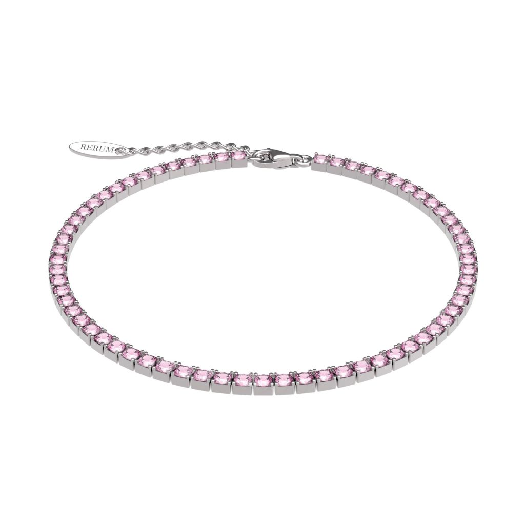 Bracciale tennis 2,5 mm in argento rodiato e CZ Kunzite