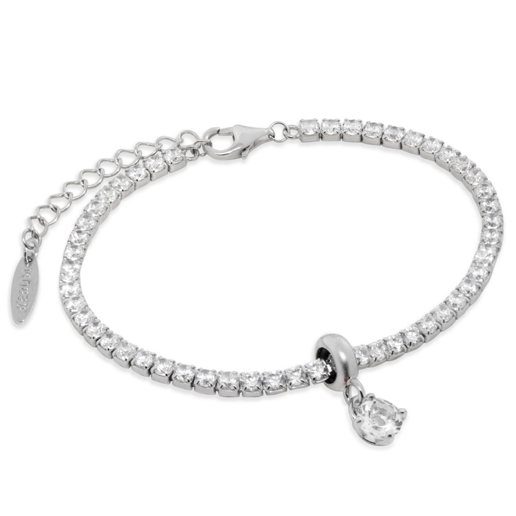 Bracciale tennis 2,5 mm con Stopper Cristallo di Rocca Rodiato