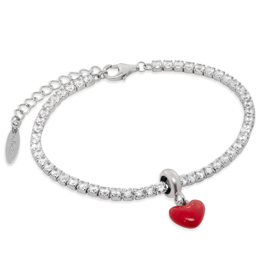 Bracciale tennis 2,5 mm con Stopper Cuoricino Smaltato