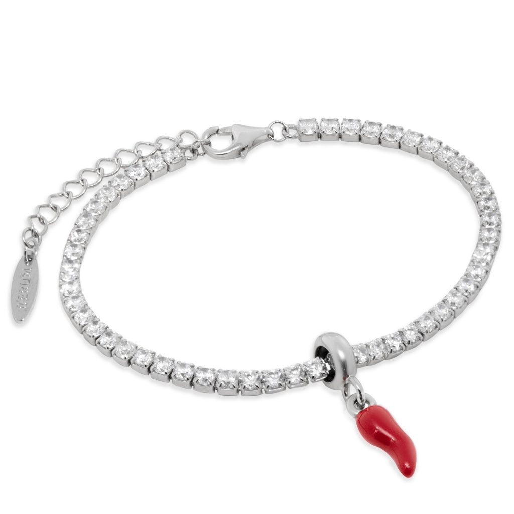 Bracciale tennis 2,5 mm con Stopper Cornetto Smaltato