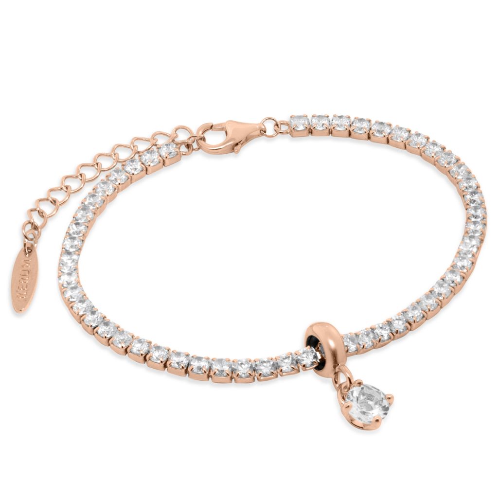Bracciale tennis 2,5 mm con Stopper Cristallo di Rocca Rosè