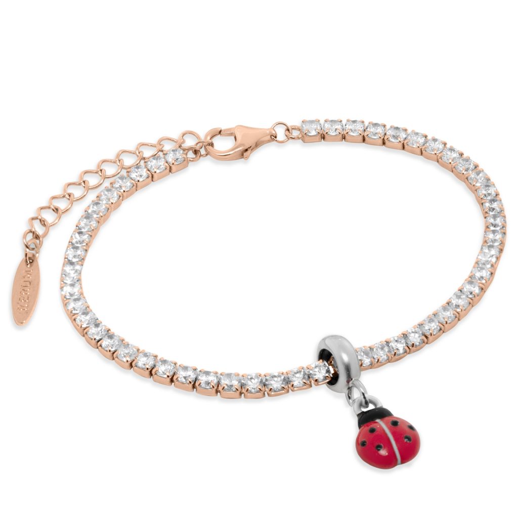 Bracciale tennis 2,5 mm con Stopper Coccinella Smaltato