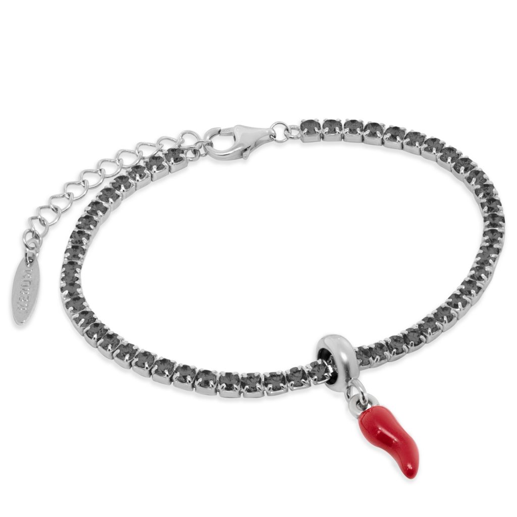Bracciale tennis 2,5 mm - CZ Nera - Stopper Cornetto Smaltato