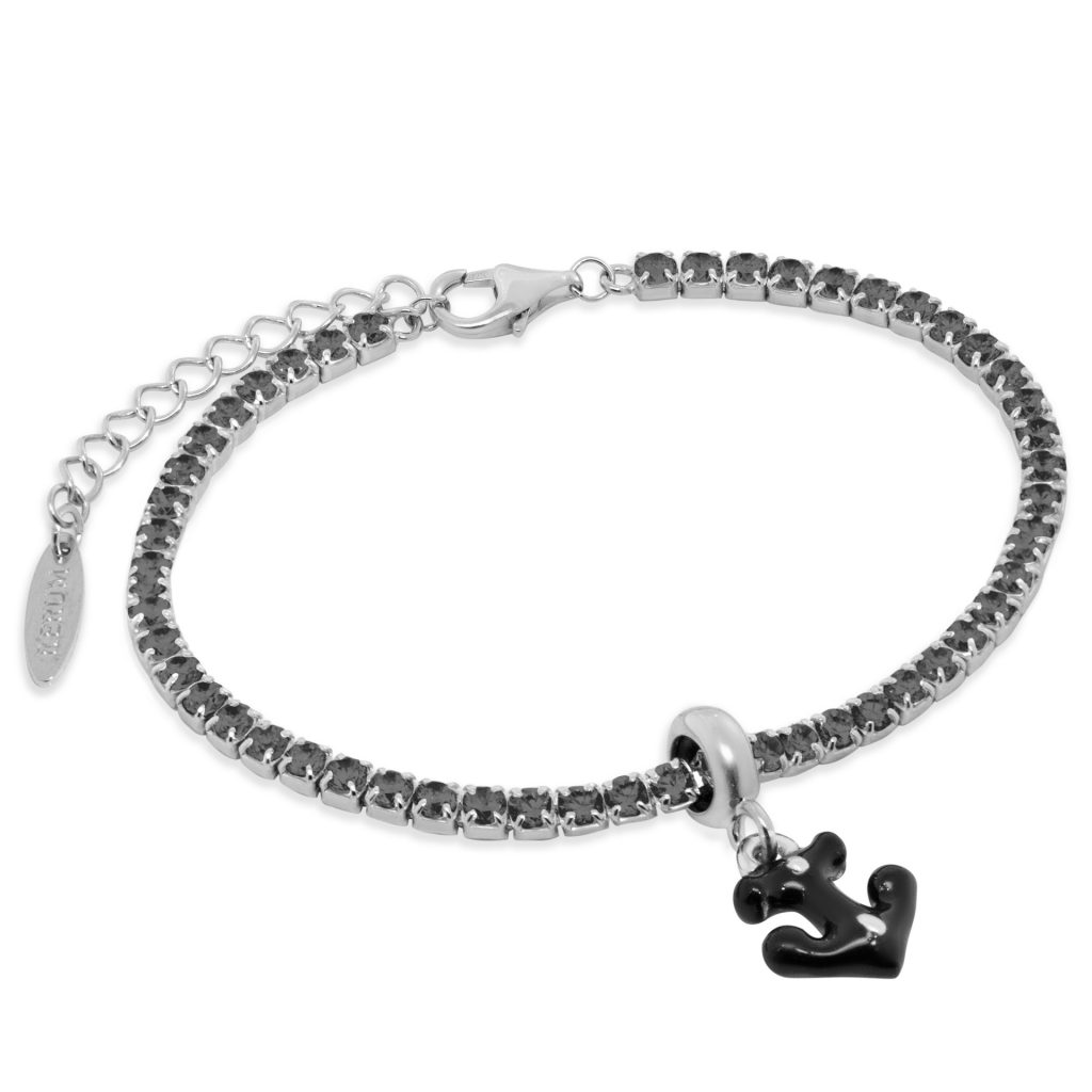 Bracciale tennis 2,5 mm - CZ Nera - Stopper Ancora Smaltato