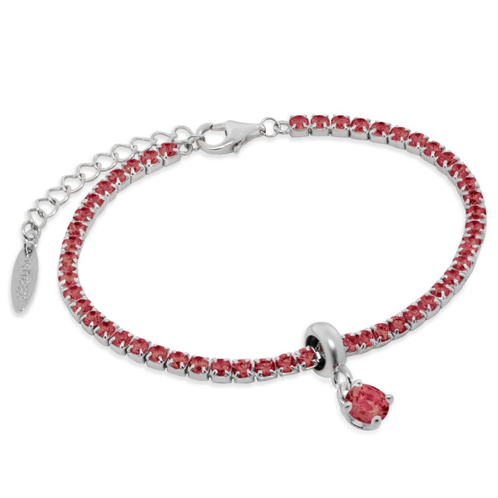 Bracciale tennis 2,5 mm - CZ Rubino - Stopper Granato Rodiato