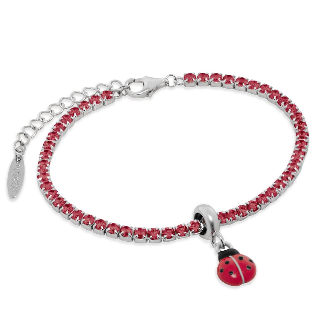 Bracciale tennis 2,5 mm - CZ Rubino - Stopper Coccinella Smaltato