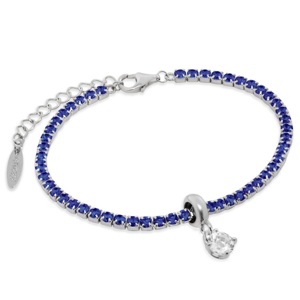Bracciale tennis 2,5 mm - CZ Zaffiro - Stopper Cristallo di Rocca Rodiato