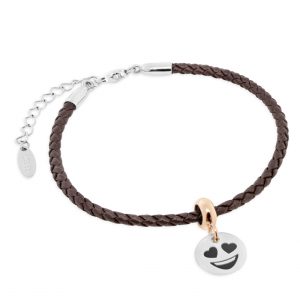Bracciale Tennis Cuoio Marrone + Stopper Innamorato