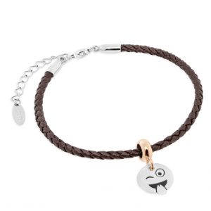 Bracciale Tennis Cuoio Marrone + Stopper Spiritoso