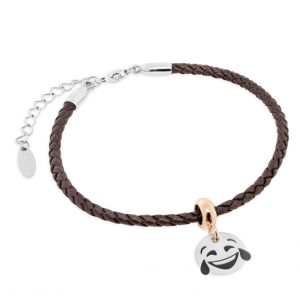 Bracciale Tennis Cuoio Marrone + Stopper Divertito