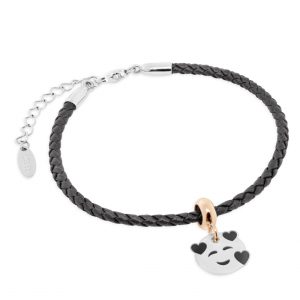 Bracciale Tennis Cuoio Nero + Stopper Affettuoso