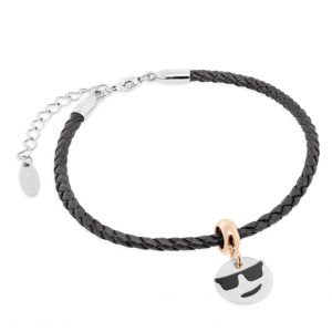 Bracciale Tennis Cuoio Nero + Stopper Stiloso