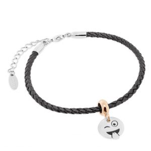 Bracciale Tennis Cuoio Nero + Stopper Spiritoso