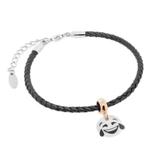 Bracciale Tennis Cuoio Nero + Stopper Divertito