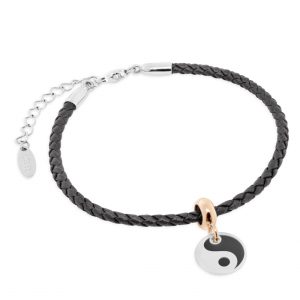 Bracciale Tennis Cuoio Nero + Stopper Equilibrio