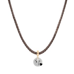 Collana Cuoio Marrone + Stopper Bacio