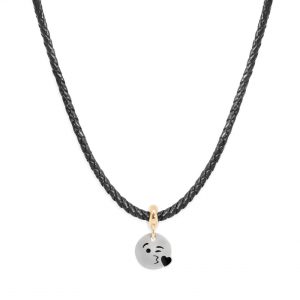 Collana Cuoio Nero + Stopper Bacio