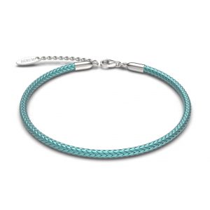 Bracciale in argento 925 - Cordino Nylon Azzurro - 16,5 cm + 3 ext