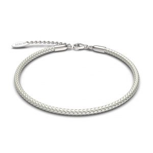 Bracciale in argento 925 - Cordino Nylon Bianco - 16,5 cm + 3 ext