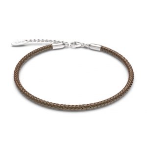 Bracciale in argento 925 - Cordino Nylon Marrone - 16,5 cm + 3 ext
