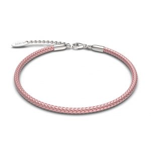 Bracciale in argento 925 - Cordino Nylon Rosa - 16,5 cm + 3 ext
