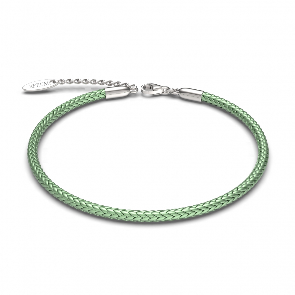 Bracciale in argento 925 - Cordino Nylon Verde - 16,5 cm + 3 ext